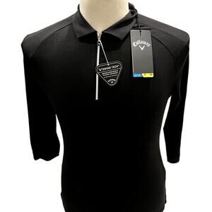 Brand New Men's Callaway Black Zippered Golf Shirt Size Medium